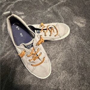 Sperry Women's Gray Sneakers with Tan Laces